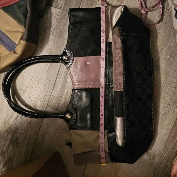 2009 vintage y2k coach grey tone patchwork tote bag